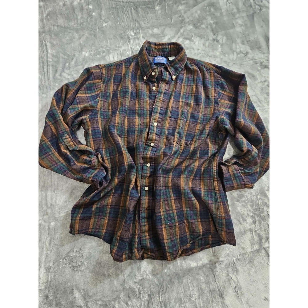 Vintage Pendleton Long Sleeve Flannel Shirt 100% Virgin Wool Size XL